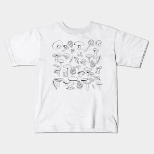 Black and white mushrooms Kids T-Shirt